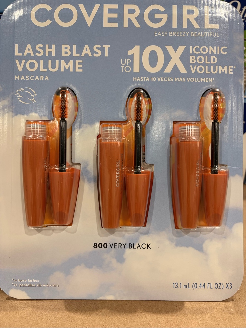 Covergirl Lash Blast Volume 10X Very Black 800 Mascara, 3 PACK 0.44 Fl/ Oz Each.